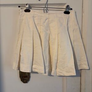 J. Crew Cream Pleated Skater Skirt